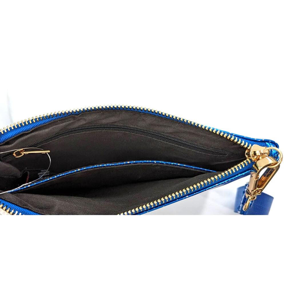 Holiday Blue Sparkle Glitter Wristlet Clutch Bag - Picture 2 of 7